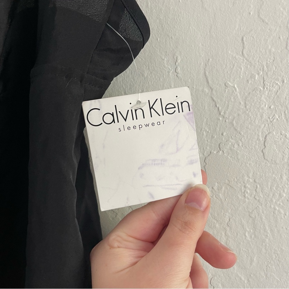 Y2K Calvin Klein Deadstock Black Sheer Slip Dress Mini Women's Size Large NWT - Picture 8 of 11